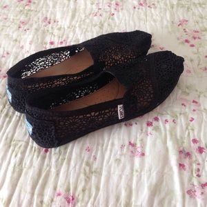 Black Crochet TOMS Shoes