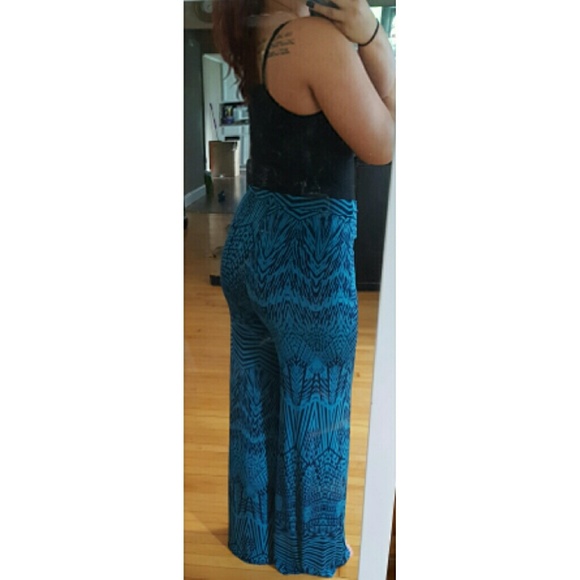 Blue tribal palazzo wide leg pants - Picture 3 of 3
