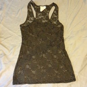 See through flower-patterned tank