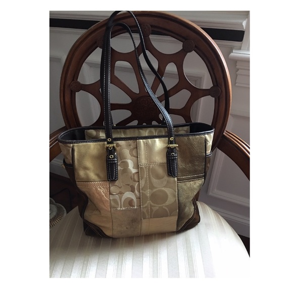 Coach Gold Leather Tote Bag