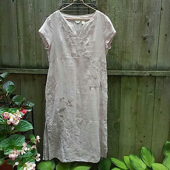J. Jill embroidered 100% Linen Dress