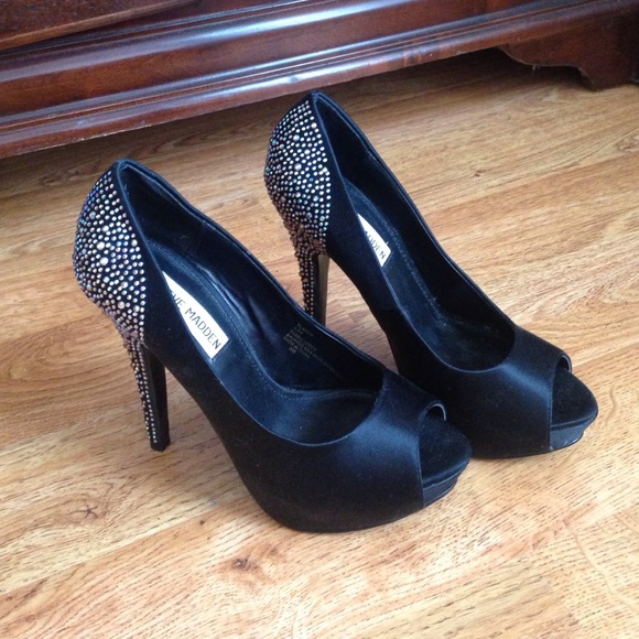 Steve Madden Jeweled Peep-Toed Platform Heels - Picture 1 of 4