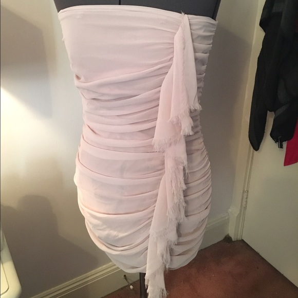 Express Pink Rouched Fringe Dress