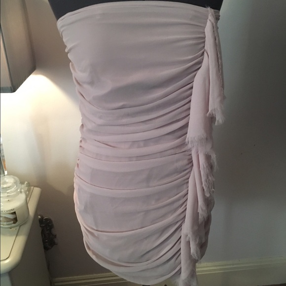 Express Pink Rouched Fringe Dress - Picture 2 of 4