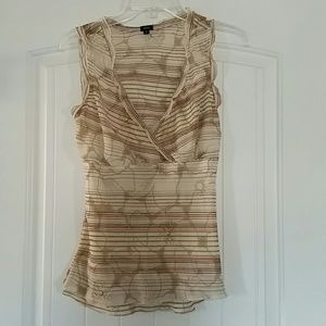 Floral tank with ruffled neckline