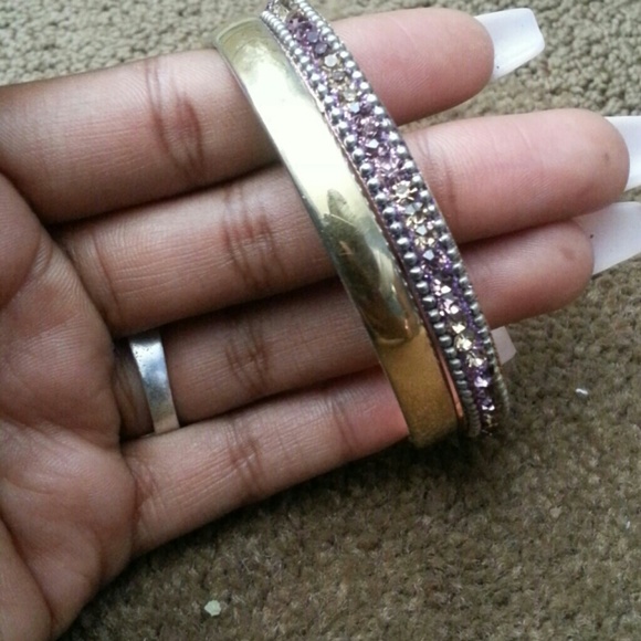 Two bangles - 1 solid gold plated