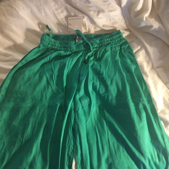 Emerald green crop wide leg pants