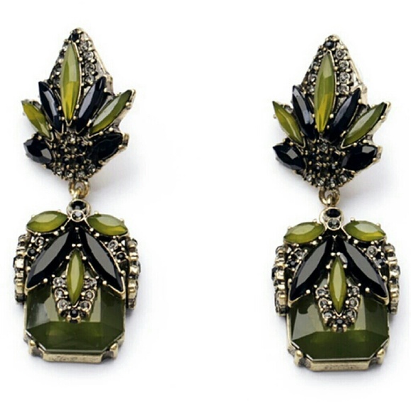 Green & black  stones earrings