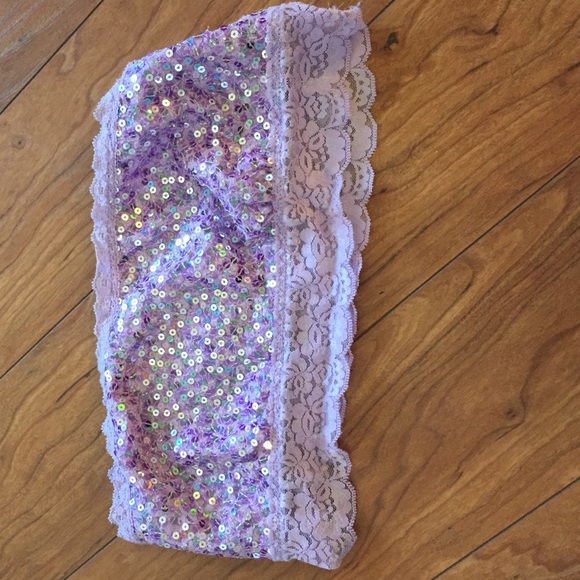 Sparkly purple bandeau w/ lace back.
