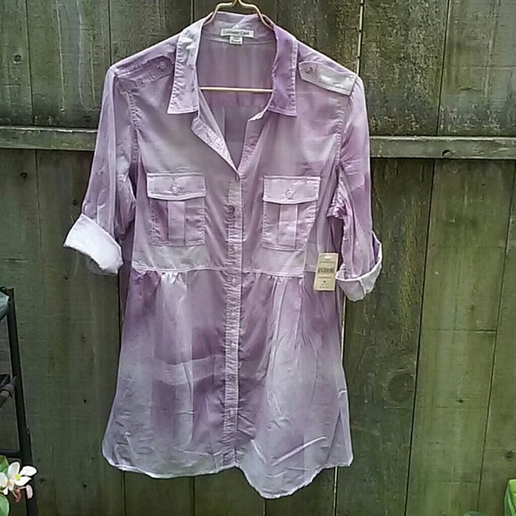 Sheer cotton Coldwater Creek plaid tunic