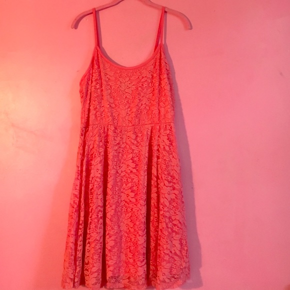 Coral Lace Skater Dress