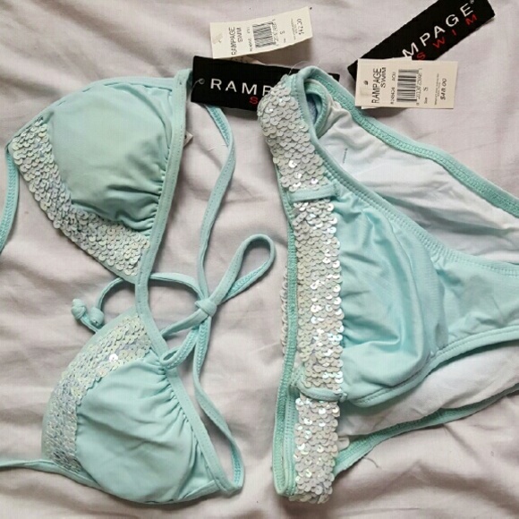Baby blue and sequin rampage bikini - Picture 1 of 2