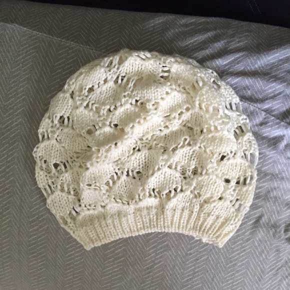 White/Cream Color Knit Beanie