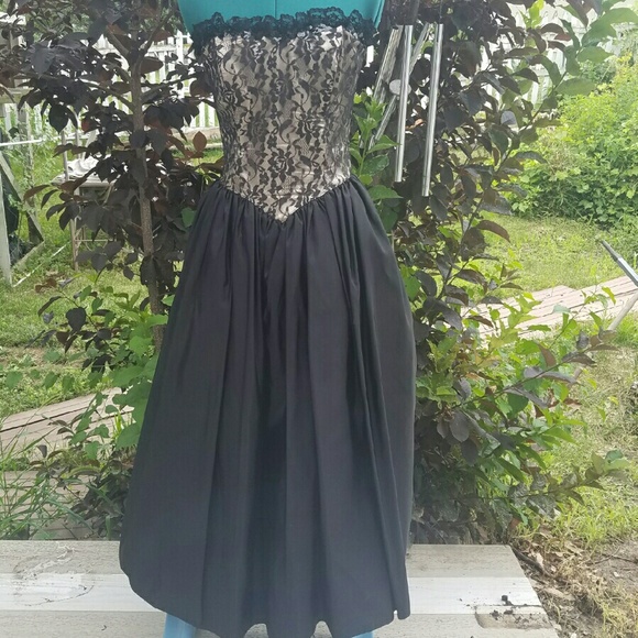 Vintage formal black lace dress