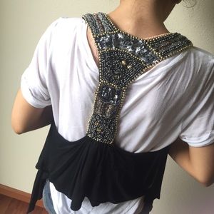 Black Beaded Vest! Size XS