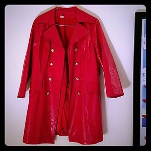 Vintage Long Red Leathery Coat Make Offer