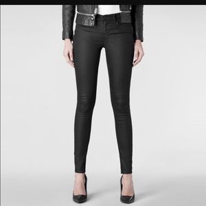 All Saints Sexy Wax Coated Black Skinny Jeans