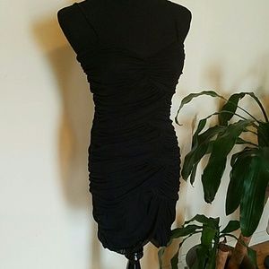 Black rouched cocktail minidress