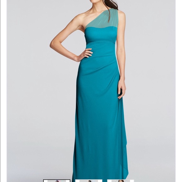 Long Mesh One shoulder Illusion Bridesmaid gown