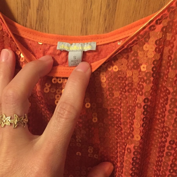 Orange sequin cami Sz small - Picture 3 of 4