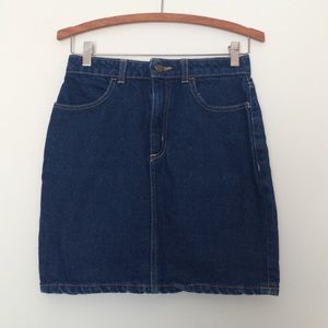 American Apparel High Waisted Denim Mini Skirt