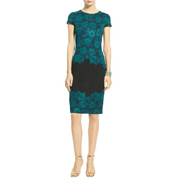 St. John Aegean Floral Jacquard Knit Dress