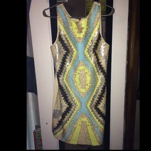 Beaded tribal print dress