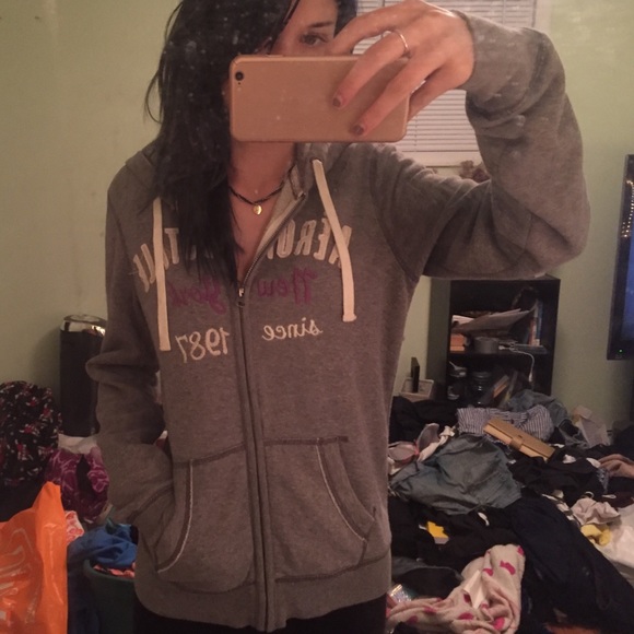 Grey Aeropostale zip up hoodie