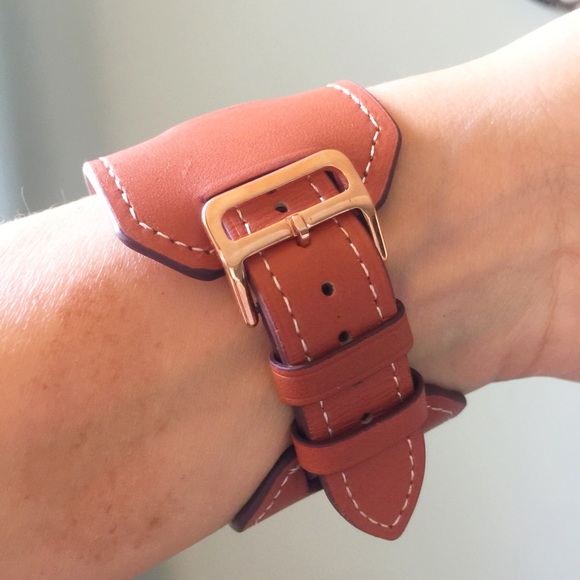 🌸ROSE GOLD Brown Apple Watch Cuff Band Strap NEW - Picture 2 of 5