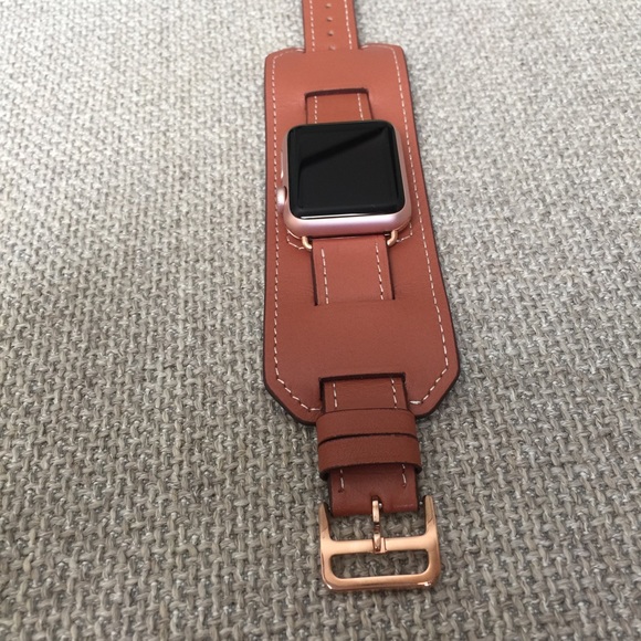 🌸ROSE GOLD Brown Apple Watch Cuff Band Strap NEW - Picture 4 of 5