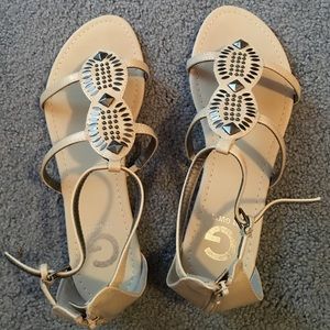 Embellished tan sandals
