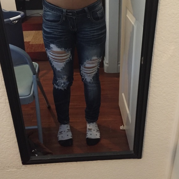 Destroyed denim jeans