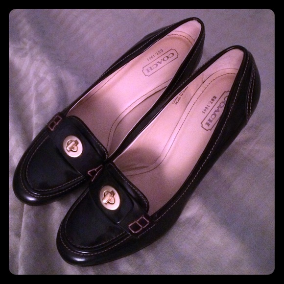 Coach Danna Pumps - Patent Leather, wood heels
