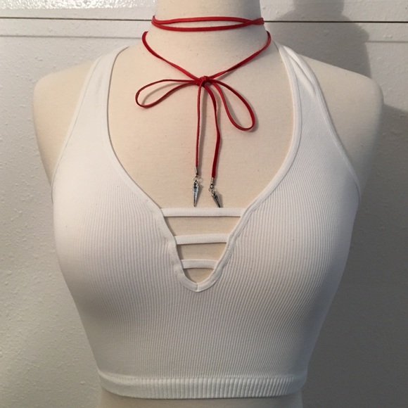 Leather wrap necklace deerskin spike bolo lariat