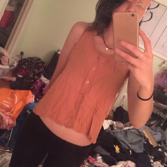 Tan/orange flowy tank top
