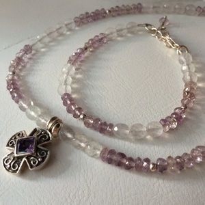 Real amethyst/quartz jewelry set