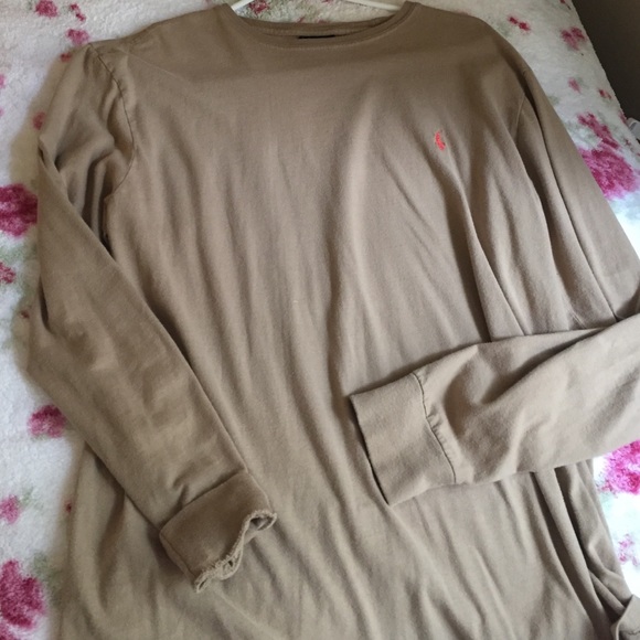 Tan long sleeve polo shirt