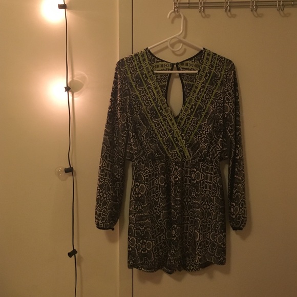 Snake Print Dolce Vita Romper with Neon Detailing