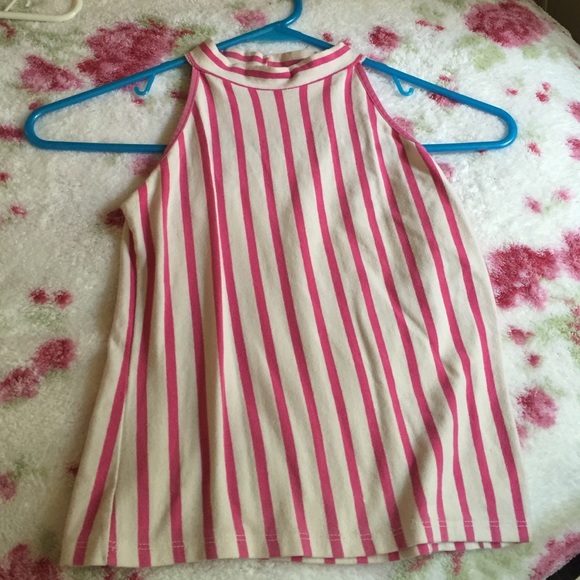 White and pink stripped tank top