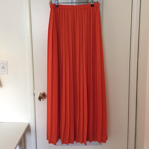 Orange Banana Republic Pleated Maxi Skirt