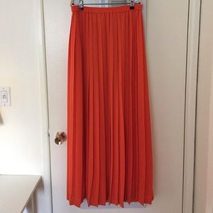 Orange Banana Republic Pleated Maxi Skirt