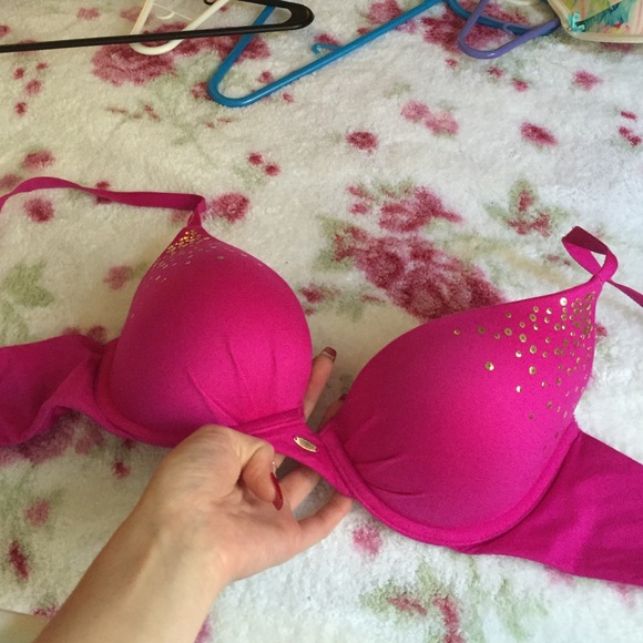 Hot pink gold sparkle bra