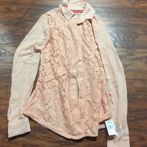 Elle polyester and lace dusty pink shirt