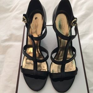 Leather Coach wedge sandals- Size 10