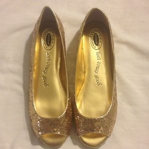 Dr. School's Peep Toe Flats women's size 9 (gold)
