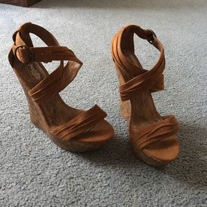 Brown wedge heels