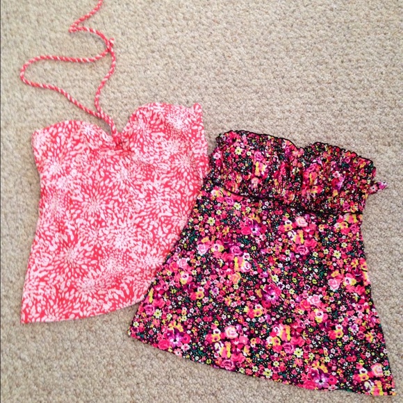 SOLD!!Cute Swim Tops. Black floral.
