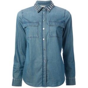 Michael Kors embellished chambray top