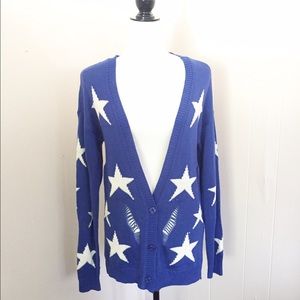 Blue Distressed Cardigan