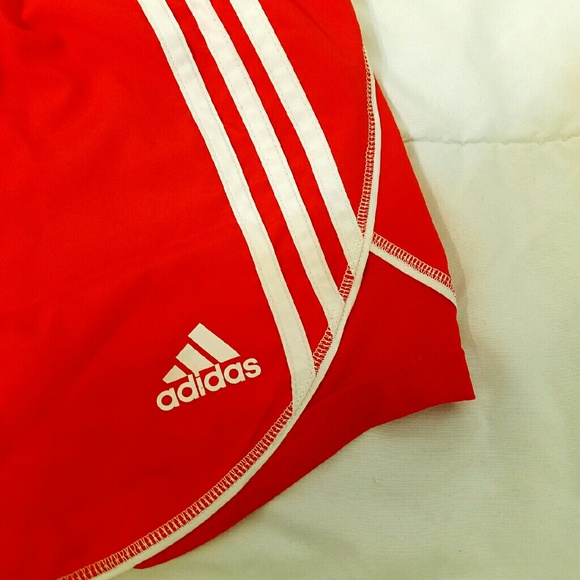 Bright red adidas athletic shorts